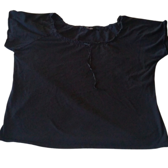Avenue Black Cotton Drawstring neckline Tee, size 26/28 - Picture 1 of 5